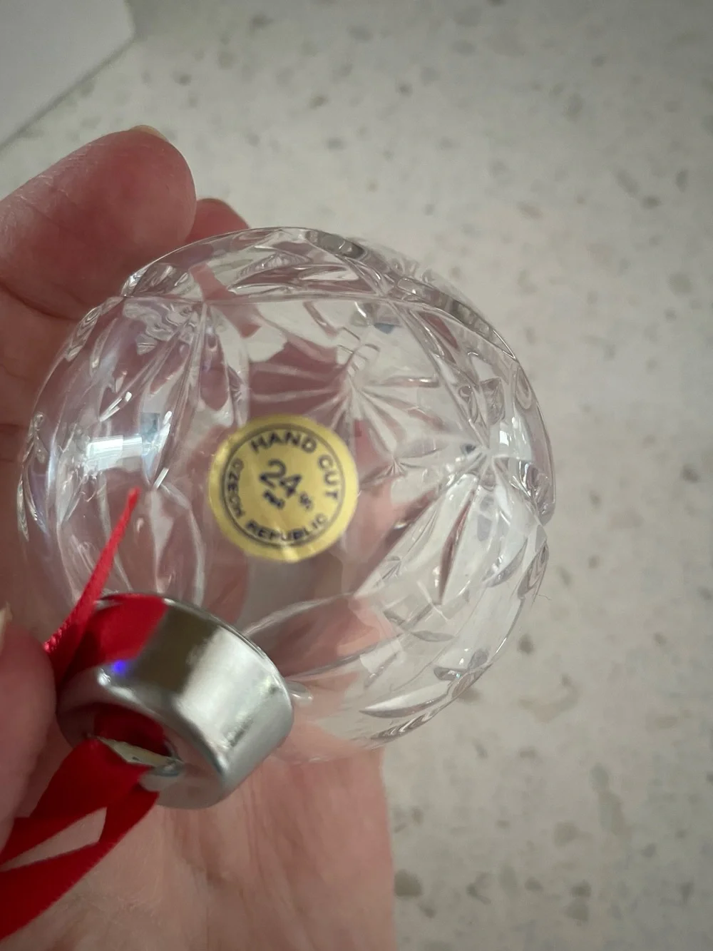 Hand Cut Glass Ornament 24% Lead Crystal Ornament From Czech Republic w/ Box